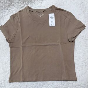 NWT Abercrombie Baby Tee light brown sz M